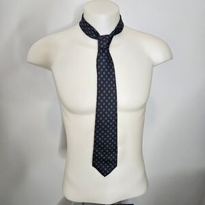 Brooks Brothers Makers100% Silk Tie Vtg 80's Navy Blue With Foulard Pattern